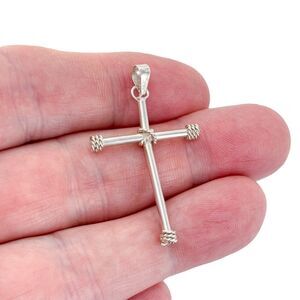 Vintage Sterling Silver 925 Rope Wrapped Cross Pendant